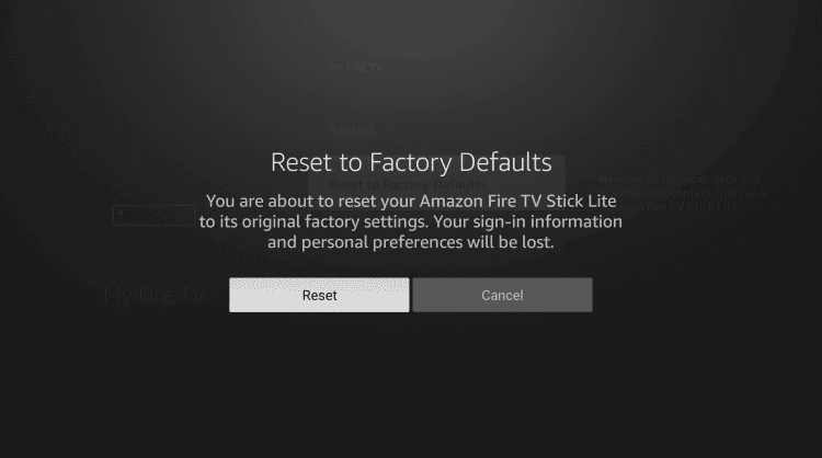 Fire TV Stick - Factory Reset