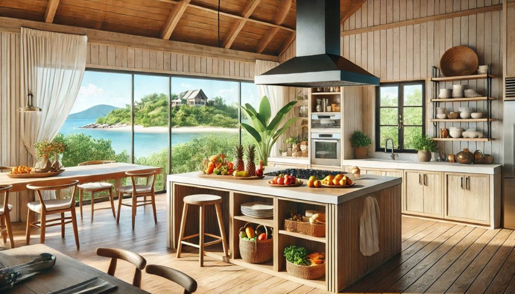 island kitchens with chimneys